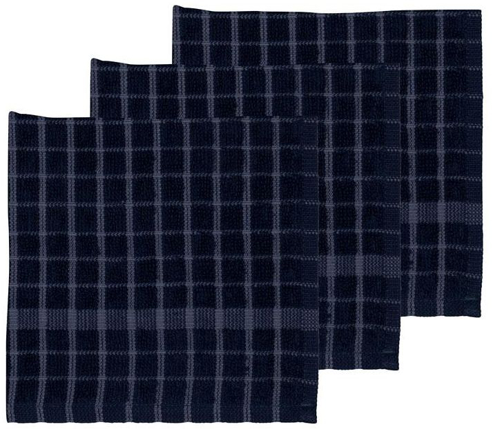 Ściereczki w kratkę 3-set bawełniane niebieskie 30x30 cm – obraz-1