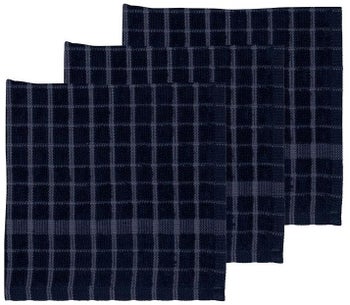 Ściereczki w kratkę 3-set bawełniane niebieskie 30x30 cm – obraz-1