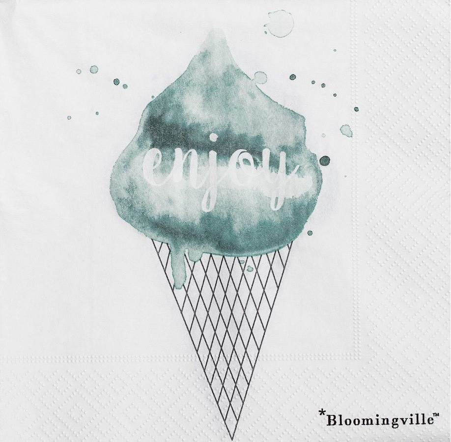 Serwetki papierowe 20-set białe z rysunkiem rożka z lodami 33x33 cm – obraz-1