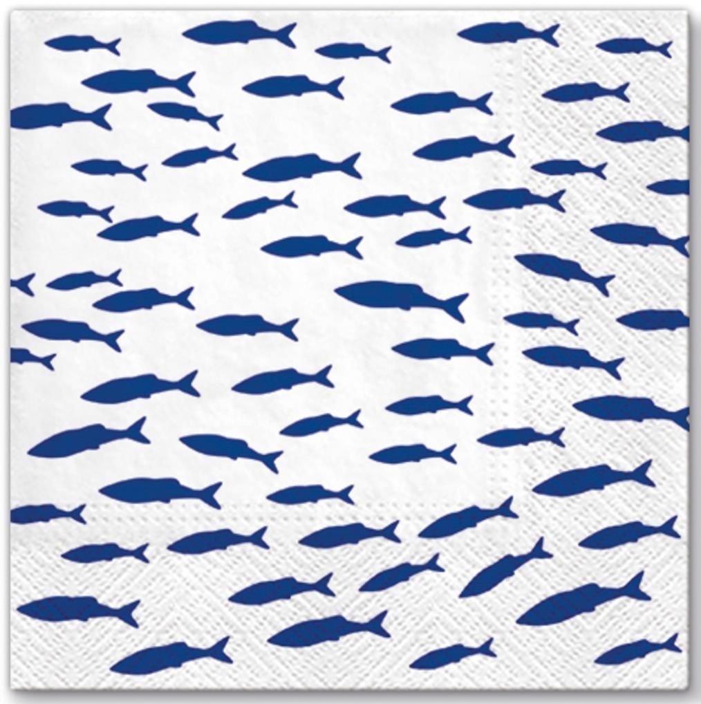 Serwetki Fishes 20 sztuk niebieskie – obraz-1
