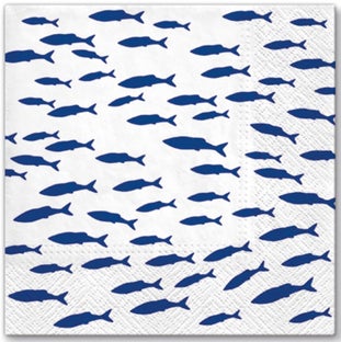Serwetki Fishes 20 sztuk niebieskie – obraz-1