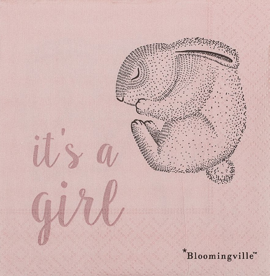 Serwetki papierowe 20-set na babyshower różowe 25x25 cm – obraz-1