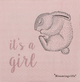 Serwetki papierowe 20-set na babyshower różowe 25x25 cm – obraz-1