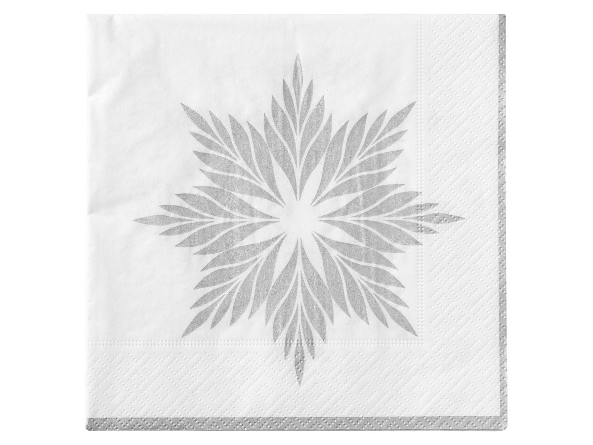 Serwetki Nordic Star (20-set) biało-srebrne – obraz-1