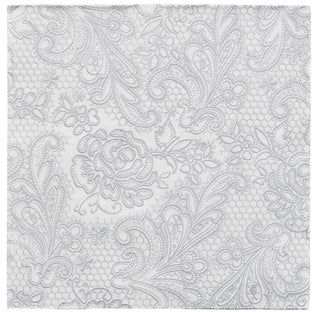 Serwetki papierowe 15-set srebrne w kwiecisty wzór 33x33 cm – obraz-1