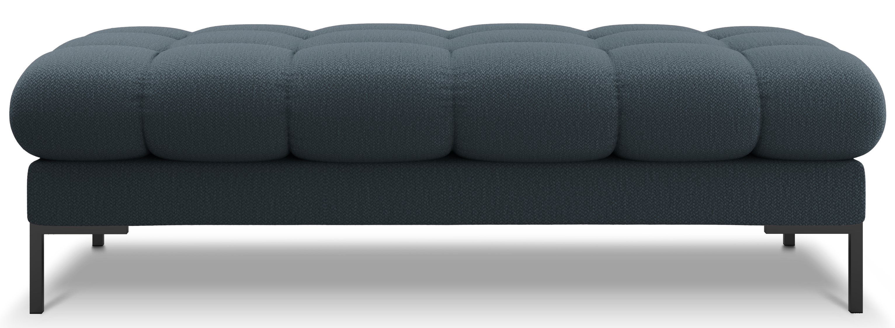 Siedzisko w formie ławki pikowane tkanina strukturalna niebieskie nogi czarne 133x62 cm – obraz-1