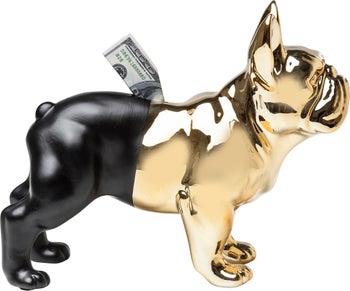 producto: Alcancía Bulldog oro negro.