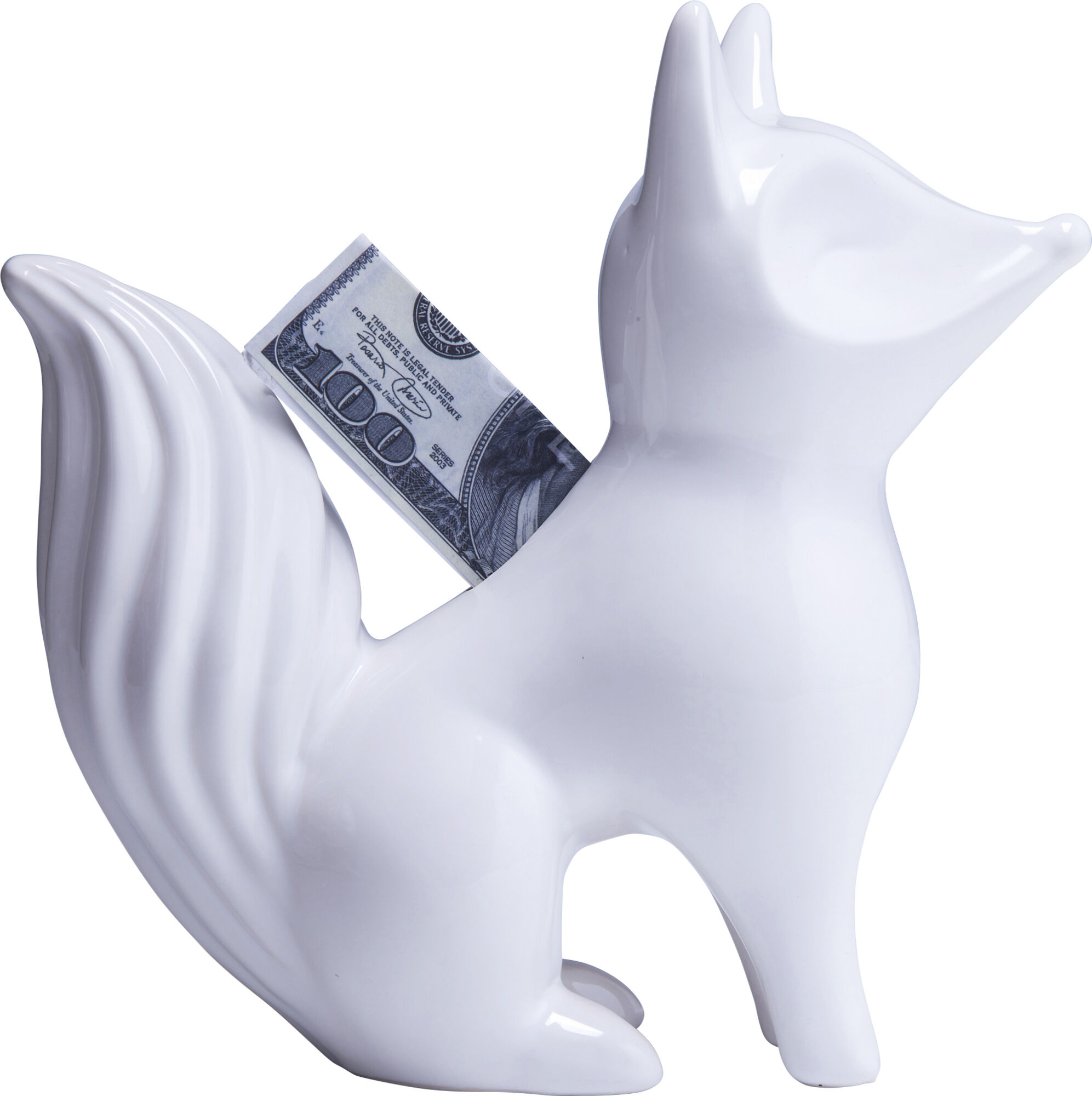 Skarbonka Fox 20x19 cm biała – obraz-1