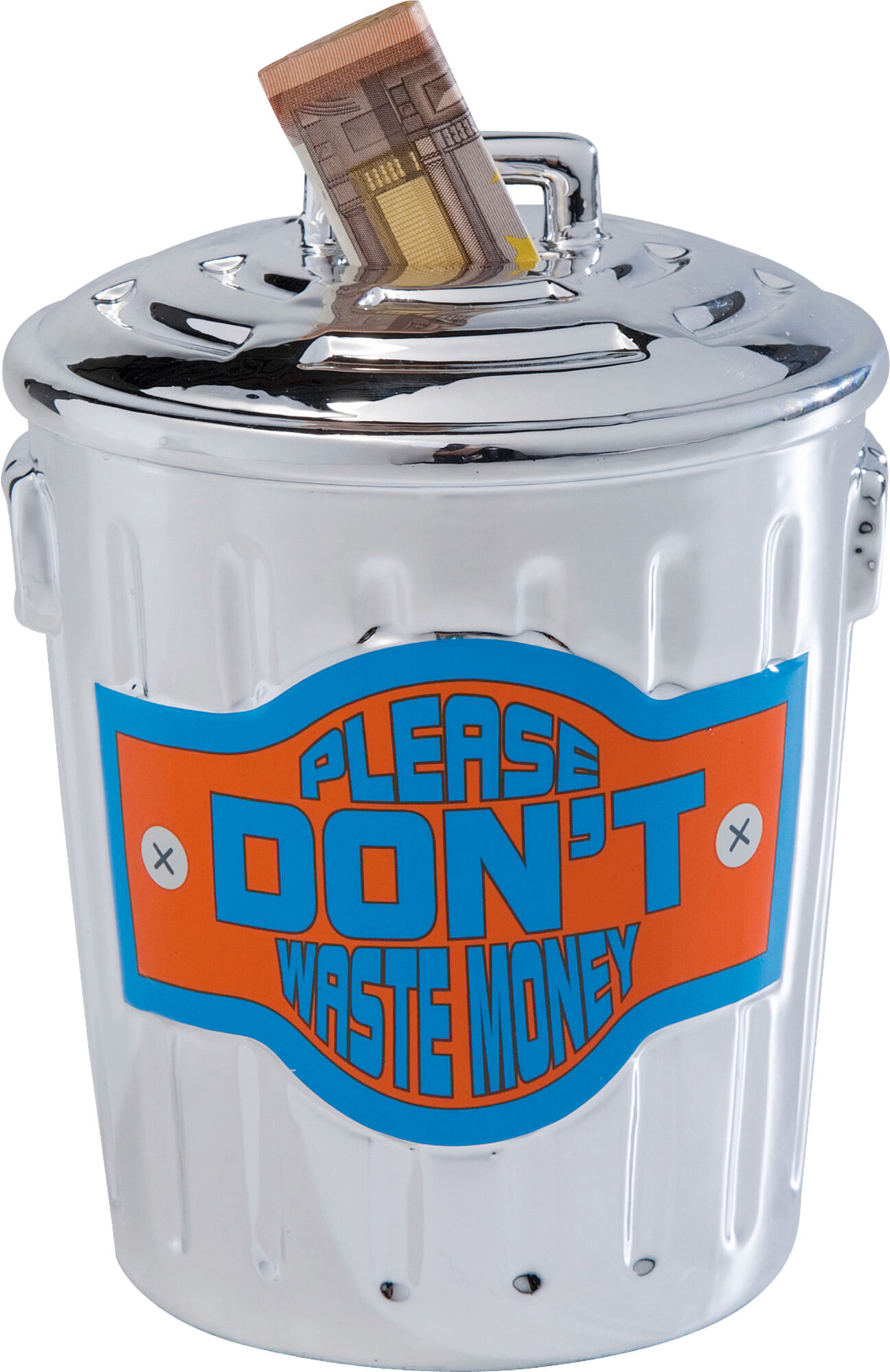 Skarbonka Garbage ∅14x18 cm srebrna – obraz-1