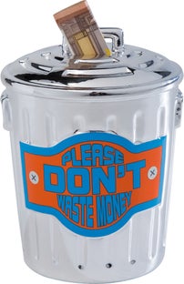 Skarbonka Garbage ∅14x18 cm srebrna – obraz-1
