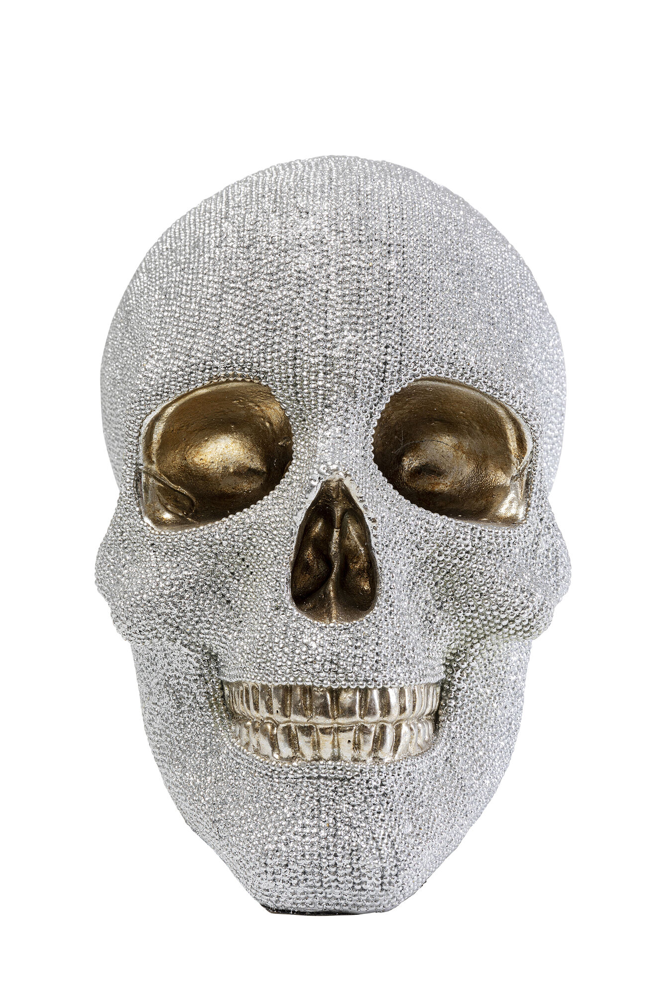 Skarbonka glamour czaszka srebrna 23x17 cm – obraz-1