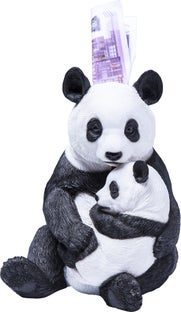 Skarbonka Panda Family 18x22 cm biało-czarna – obraz-1