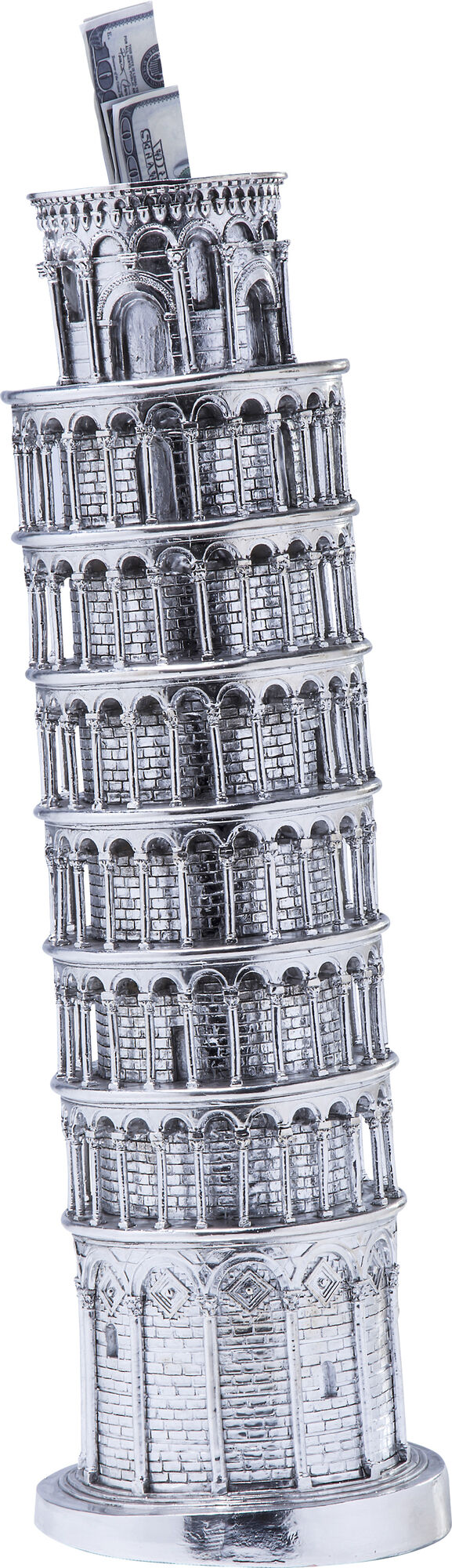 Skarbonka Tower of Pisa 18x52 cm srebrna – obraz-1