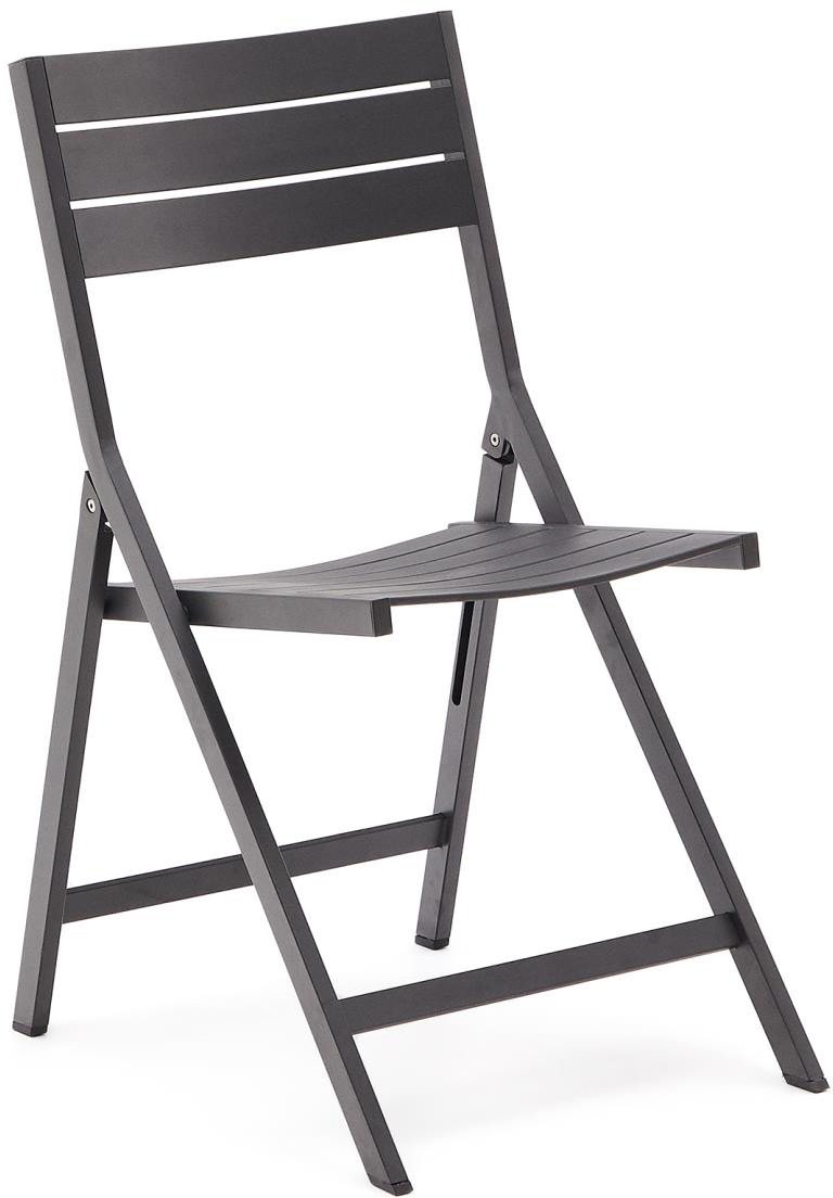 Składane krzesło ogrodowe aluminiowe czarne 85 x 46 cm – obraz-1