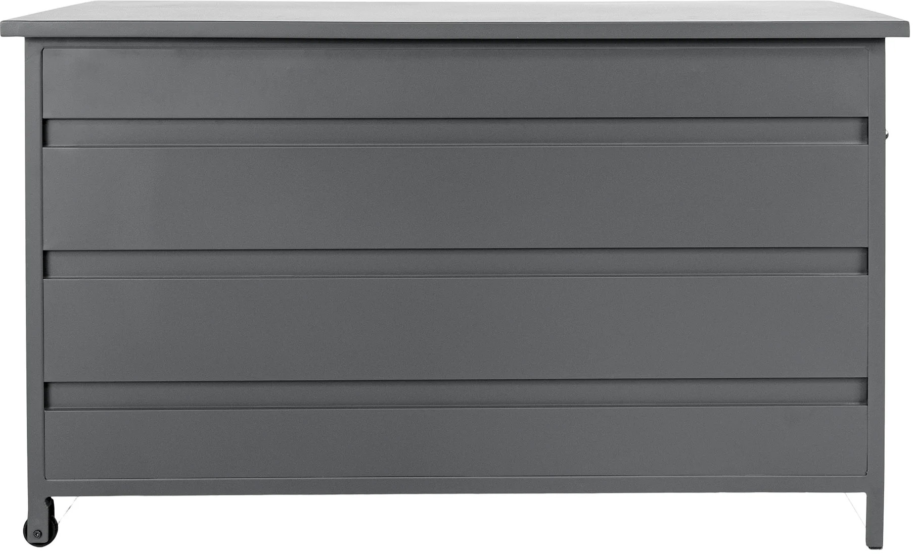 Skrzynia na akcesoria ogrodowe szara aluminiowa z kółkami mała 130x60 cm – grafika-1.