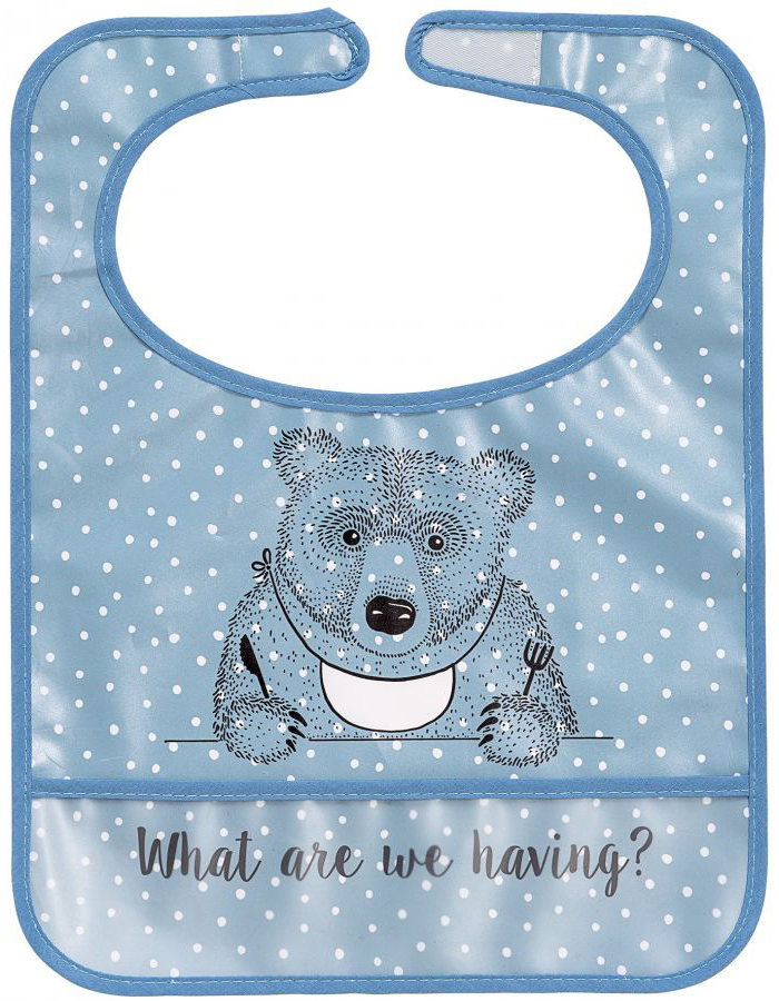 Śliniak z misiem niebieski 27x35 cm – obraz-1