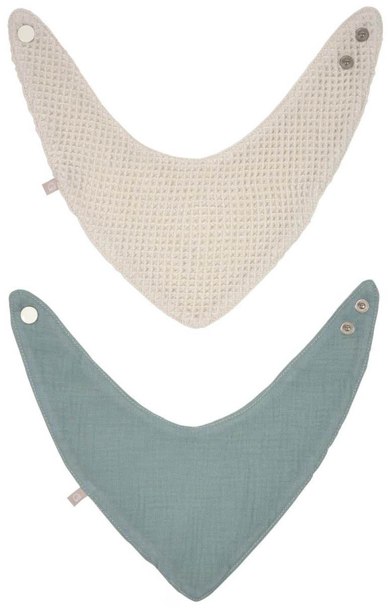 Śliniaki bandany 2-set bawełniane beżowy i niebieski – obraz-1