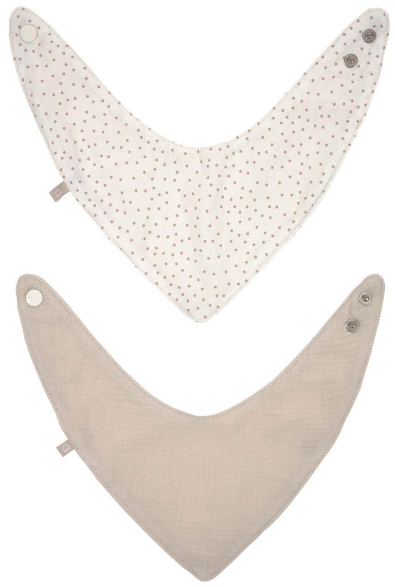 Śliniaki bandany 2-set bawełniane beżowy i różowy – obraz-1