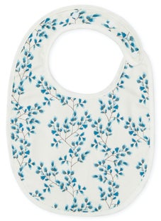 Śliniak biały w niebieskie gałązki 22x19 cm – obraz-1
