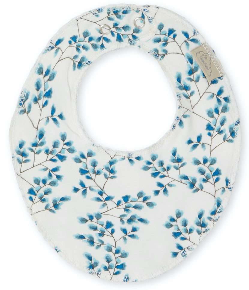 Śliniak biały w niebieskie gałązki 22x19 cm – obraz-1