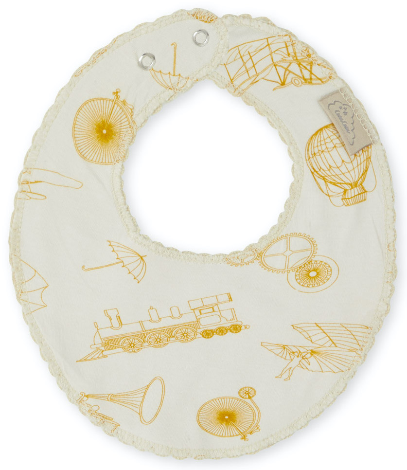 Śliniak biały w żółty wzór 22x19 cm – obraz-1