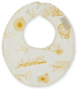 Śliniak biały w żółty wzór 22x19 cm – obraz-1