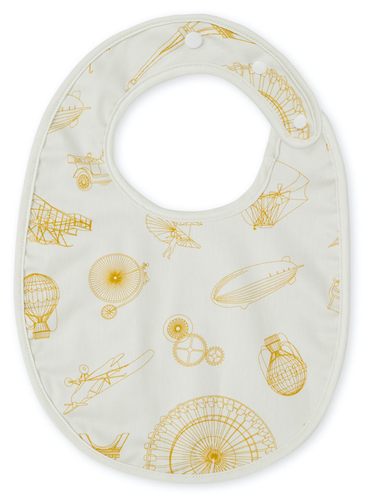 Śliniak biały w żółty wzór 22x19 cm – obraz-1