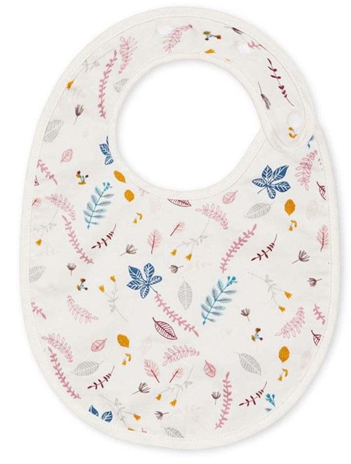 Śliniak biały w kolorowe liście 22x19 cm – obraz-1