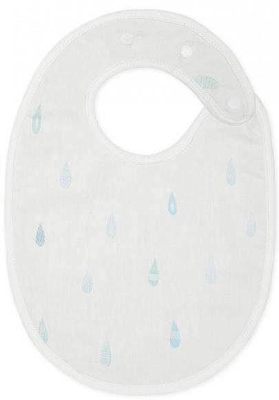 Śliniak biały w niebieskie kropelki 22x19 cm – obraz-1