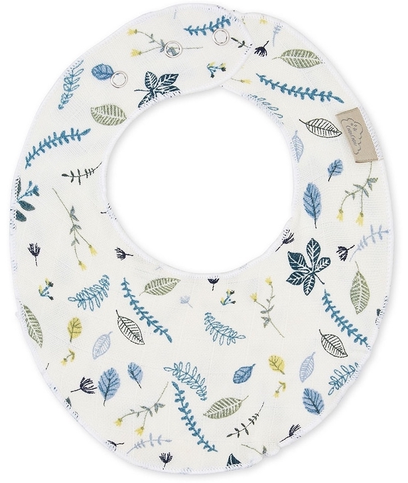 Śliniak biały w kolorowe liście 22x19 cm – obraz-1