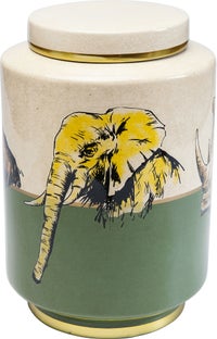 Słoik dekoracyjny słoń beżowo-zielony Ø22x33 cm – obraz-1