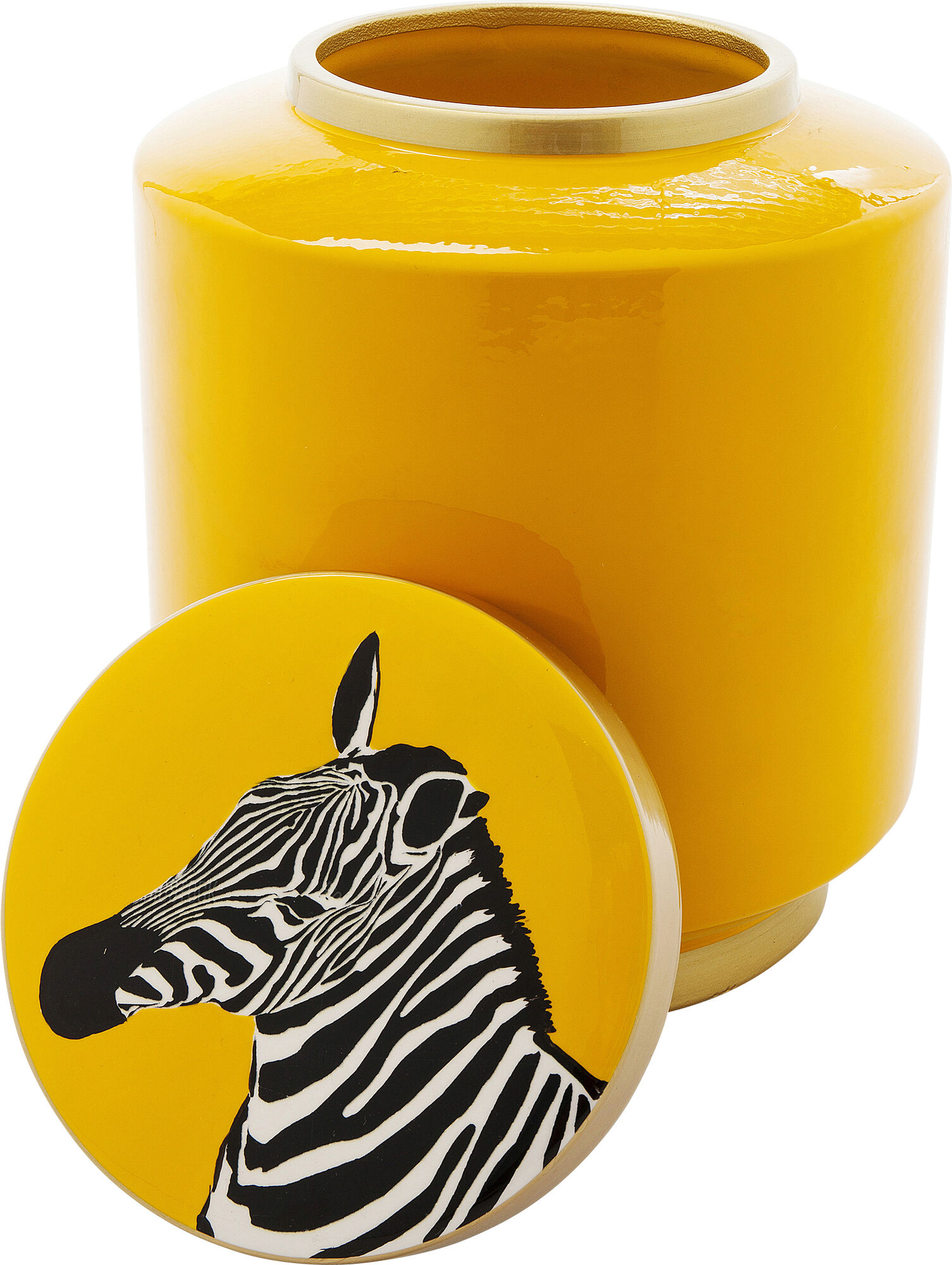 Słoik dekoracyjny Zebra 21x26 cm żółty – obraz-1