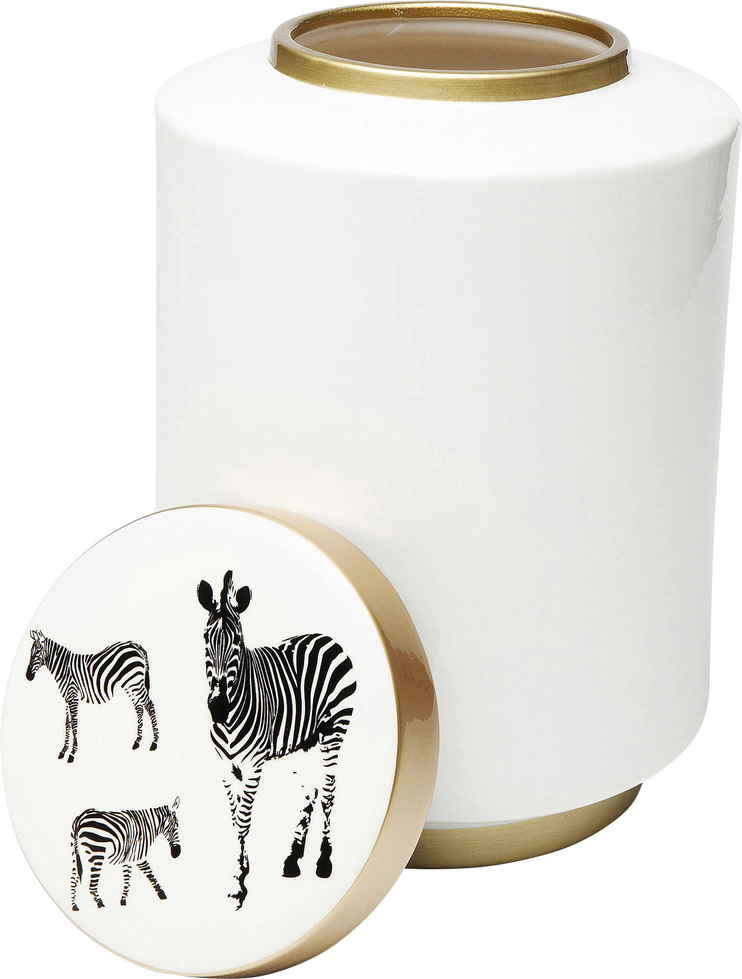 Słoik dekoracyjny Zebra ∅21x33 cm biały – obraz-1