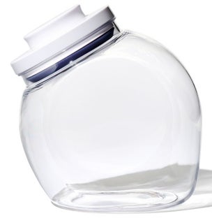 Słoik na ciastka transparentny z biała przykrywką z tworzywa sztucznego 2,8 L – obraz-1