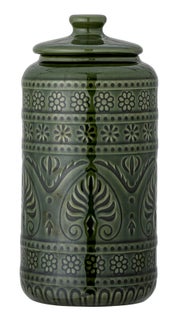 Słoik z pokrywką z kamionki Ø13 cm zielony – obraz-1
