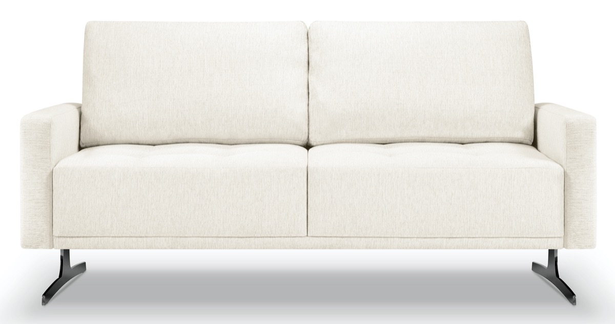 Sofa 2 osobowa kremowa nogi czarne 152x92 cm – obraz-1