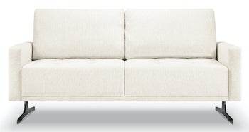 Sofa 2 osobowa kremowa nogi czarne 152x92 cm – obraz-1