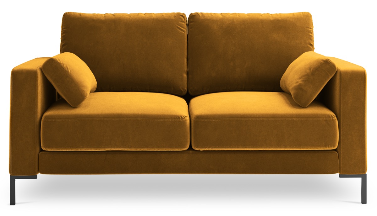Sofa 2 osobowa złota nogi czarne 158x92 cm – obraz-1