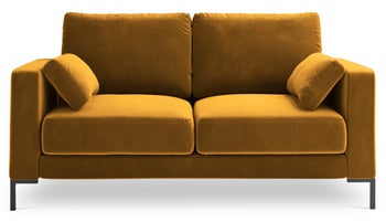 Sofa 2 osobowa złota nogi czarne 158x92 cm – obraz-1