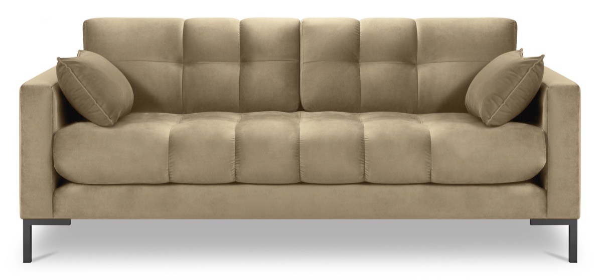 Sofa 2 osobowa beżowa nogi czarne 152x92 cm – obraz-1