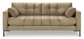 Sofa 2 osobowa beżowa nogi czarne 152x92 cm – obraz-1