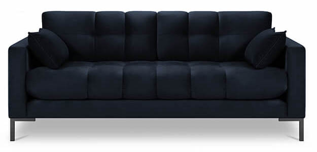 Sofa 3 osobowa niebieska nogi czarne 177x92 cm – obraz-1