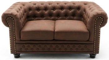 Sofa 2-osobowa do salonu antyczny brąz 150 cm – grafika-1.