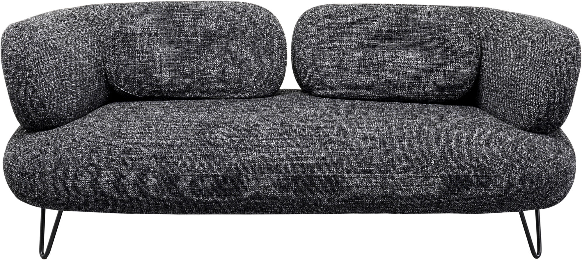 Sofa 2-osobowa czarna tkanina melanżowa 182 cm – obraz-1