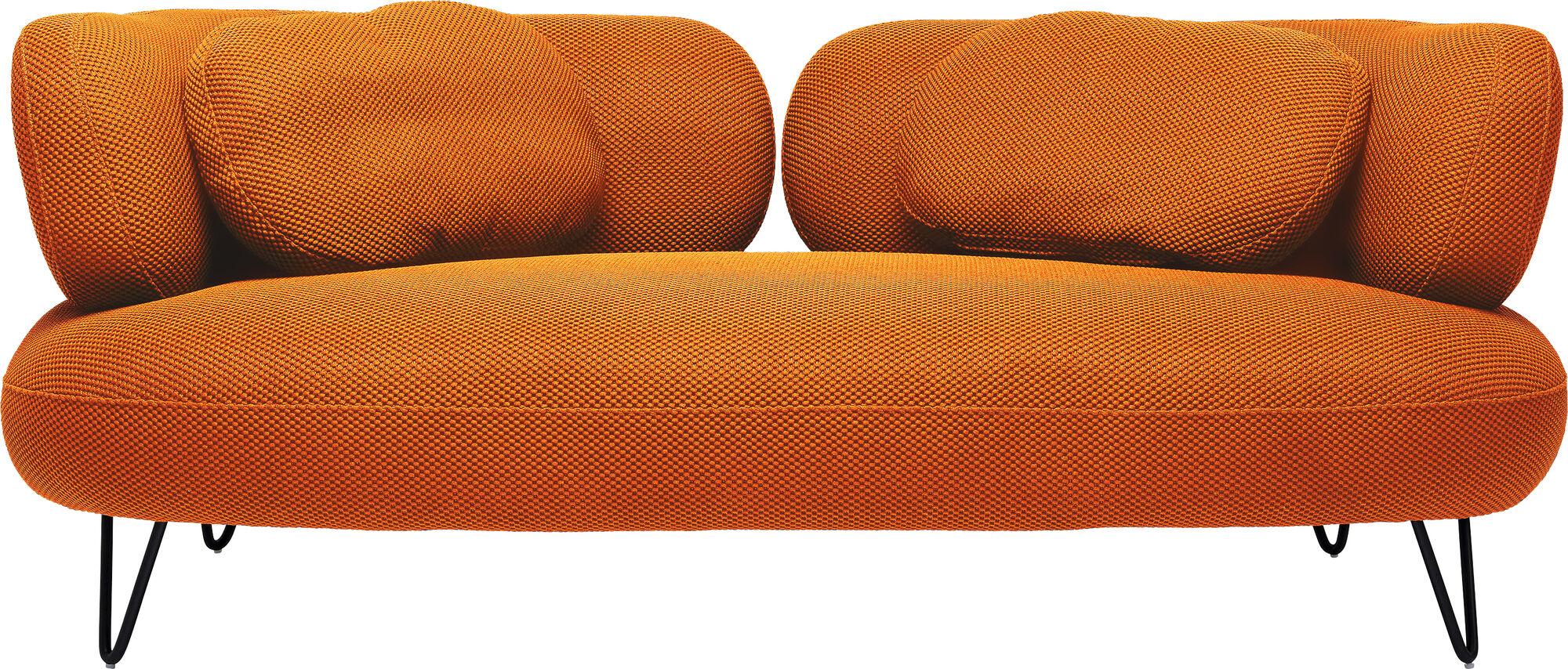 Moderne 2-personers sofa i orange farve med stålarmlæn og stilfuld design – billede-1.