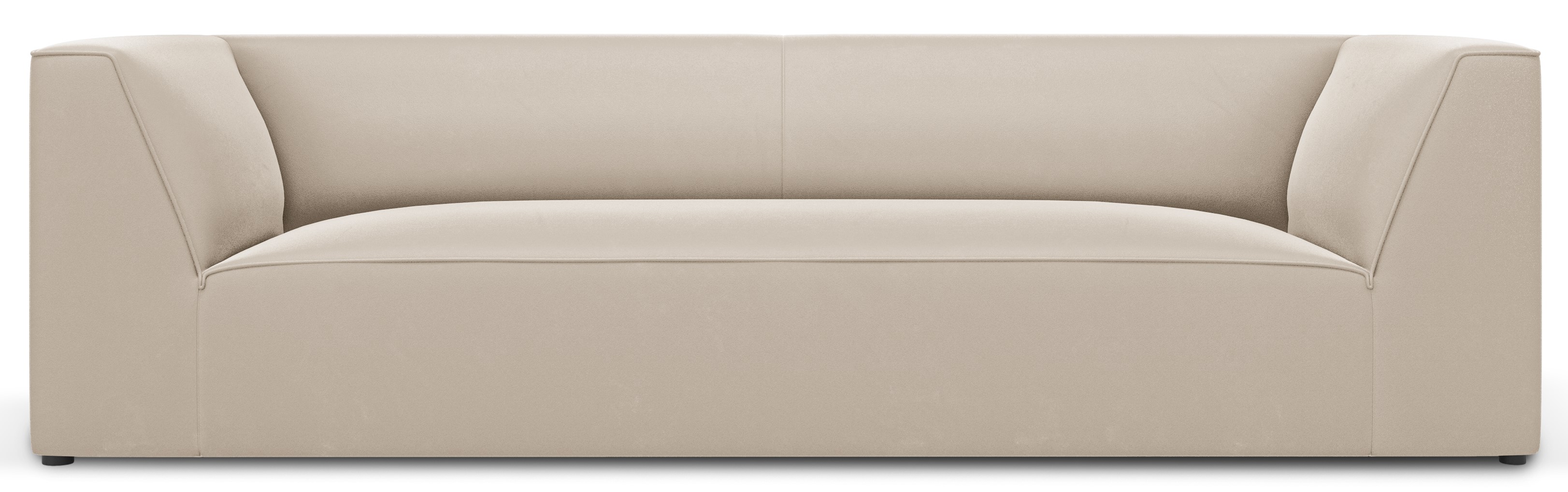 Sofa 3-os. do salonu tapicerowana welur beżowa 232x92 cm – obraz-1