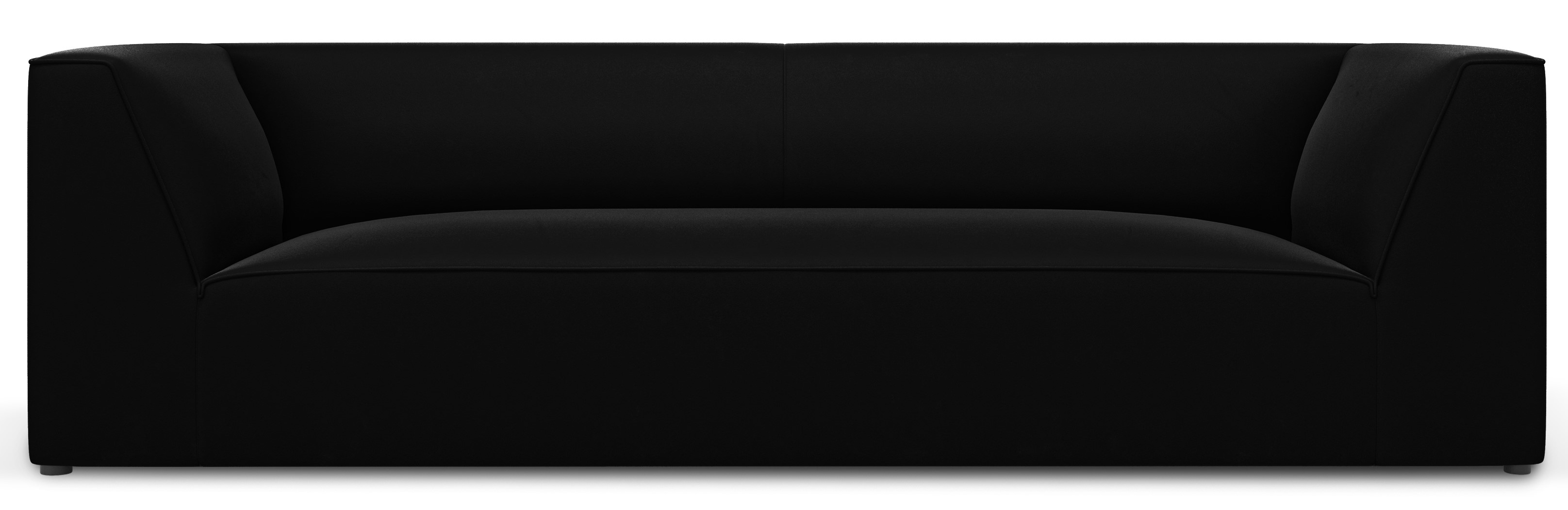 Sofa 3-os. do salonu tapicerowana welur czarna 232x92 cm – obraz-1