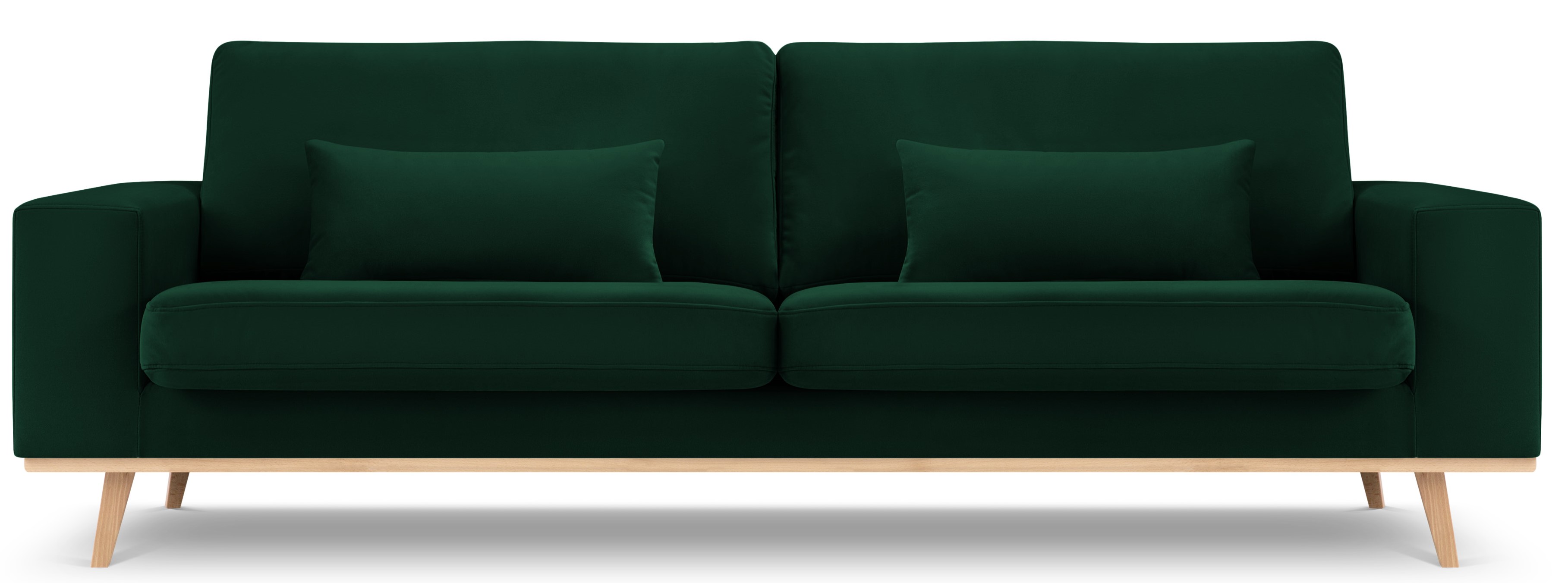 Sofa 3-os. do salonu z podłokietnikami butelkowa zieleń nogi bukowe welur 236x93 cm – obraz-1