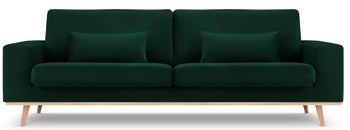 Sofa 3-os. do salonu z podłokietnikami butelkowa zieleń nogi bukowe welur 236x93 cm – obraz-1