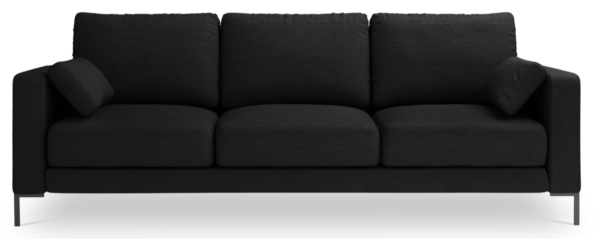 Sofa 3 osobowa czarna nogi czarne 220x92 cm – obraz-1